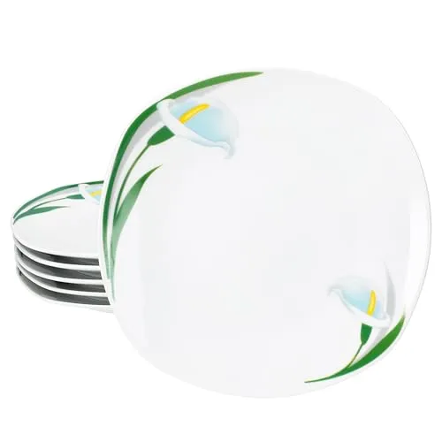 MamboCat Frühstücksteller 6x White Calla - Elegante Porzellan Frühstücksteller für 6 Personen mit floralem Design, ideal für stilvolle Frühstücke und besondere Anlässe.