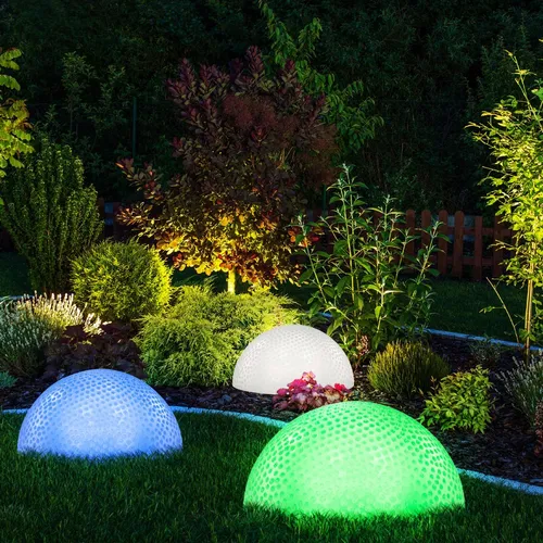 3x Außen Wegelampe Gartenleuchte LED Gartendeko Leuchte Halbkugel Effektlampe