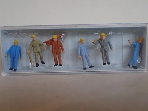 Preiser gehende Gleisbauarbeiter Helm Arbeiter Schaufel 14033 H0 1:87 OVP 6Fig