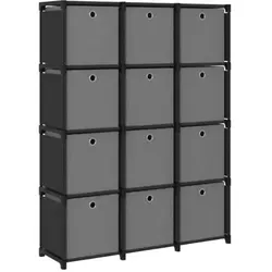 vidaXL Würfel-Regal mit 12 Boxen – Modernes Lagerregal in Schwarz