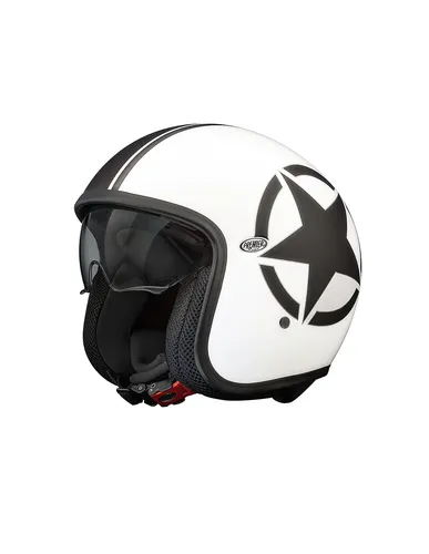 Premier Offener Helm Vintage Star 8 BM S - Motorradhelm mit herausnehmbarer und waschbarer Innenausstattung, atmungsaktiver Nackenrolle und innerer Sonnenblende für optimalen Komfort und Sicherheit.