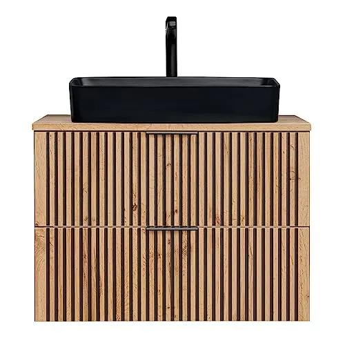 Lomadox Waschbeckenschrank XANTEN-56 - Anthrazit mit Wotan Eiche Nb. - Waschbeckenunterschrank mit elegantem Design, ausgestattet mit Softclose-System und hochwertiger MDF-Front. Perfekt für eine moderne Badezimmergestaltung.