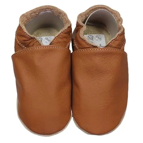 HOBEA-Germany Kitaschuhe Safestep, Kinderhausschuhe, Lederschuhe (Nougat, 26/27 EU)