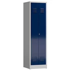 Steelboxx Mehrzweckschrank Spindschrank 1800 mm – Komplett verschweißt - Hochschrank mit 2 Abteilen, ideal für Umkleiden und Pausenräume. Besonders praktisch durch Kombination von Fachböden und Kleiderstange. Langlebige Stahlkonstruktion, keine Montage erforderlich.