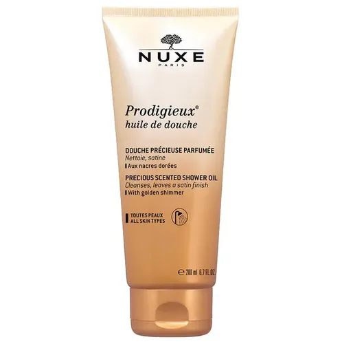 NUXE Prodigieux Duschöl für empfindliche Haut, 200 ml - Duschöl für empfindliche Haut mit dem sinnlichen Duft des Huile Prodigieuse. Reinigt sanft und pflegt Haut, Haar und Körper.