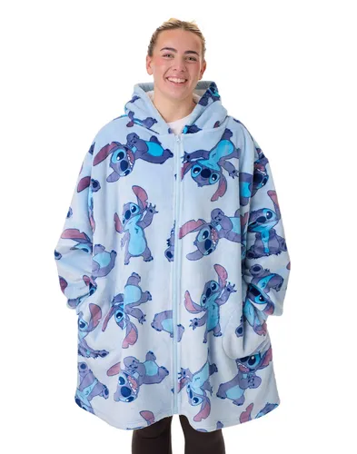 Disney Blau Stitch Character Kapuzenpullover mit Reißverschluss Frauen