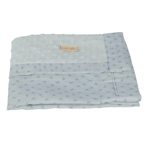 roba Babydecke Lil Planet 80 x 80 cm - für Mädchen & Jungen - Bio Baumwolle - Terry Dots Punkte Motiv - GOTS zertifiziert - Hellblau