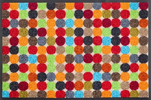 wash+dry by Kleen-Tex Mikado Dots Fußmatte - Bunte Schmutzfangmatte (40 x 60 cm) für effektive Sauberkeit und einfache Reinigung, ideal für jeden Eingangsbereich.
