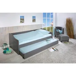 Inter Link Funktionsbett Malte 90x200 cm - Grau mit Ausziehbett - Kinderbett mit praktischem Ausziehbett für optimierte Raumnutzung, ideal für Kinder- oder Gästezimmer. Robustes Massivholz sorgt für Langlebigkeit.