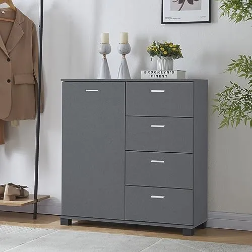 [en.casa] Sideboard Döbritz – Vielseitiger Flurschrank mit 4 Schubladen - Kommoden & Sideboards – Platzsparendes Design mit höhenverstellbaren Ablagen für optimale Organisation in Flur oder Wohnzimmer.