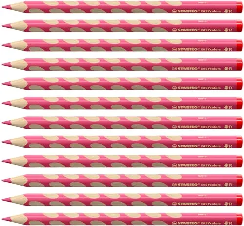 STABILO Buntstift EASYcolors 12x rosa, ergonomisch für Rechtshänder - Der STABILO® EASYcolors Buntstift ist ergonomisch gestaltet mit Dreikantform und rutschfesten Griffmulden. Perfekt für Rechtshänder, sorgt er für entspanntes Schreiben und kreatives Gestalten. Aus nachhaltigem PEFC Lindenholz.