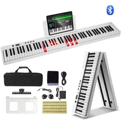 VEVOR Digitalpiano E-Piano Keyboard mit 88 Tasten und Bluetooth - Keyboards mit tragbarem, faltbarem Design für Musikunterricht; vielseitige Anschlussmöglichkeiten und klare LED-Anzeige für optimale Benutzererfahrung.
