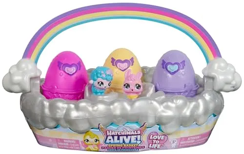 Hatchimals Alive Frühlingskörbchen - mit 3 selbstschlüpfenden Eiern und insgesamt 6 Tierchen für fantasievollen Spielspaß, Ostergeschenk für Kinder ab 3 Jahren