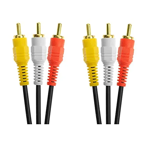 Aukson R14 3m 3RCA Audiolabel AV Kabel – 3x Cinch-Stecker auf 3x Cinch-Stecker, Composite-Video & Audio-Verbindungskabel für Klaren Stereo- und Video-Signalübertragung