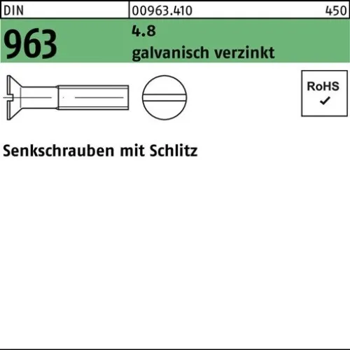200er PACK(Stk) 000963041000080035 Senkschraube DIN 963 Schlitz M 8 x 35 4.8 ga