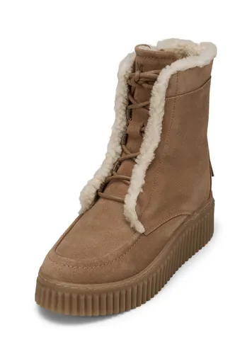 Schnürstiefel Bianca Braun 37 - Stilvoll und Warm - Hochwertige Schnürstiefel Bianca aus Velours-Rindleder mit Teddyfellrand. Ideal für kalte Tage, bieten sie Komfort und ein modisches Design. Perfekt für jeden Schuhschrank!