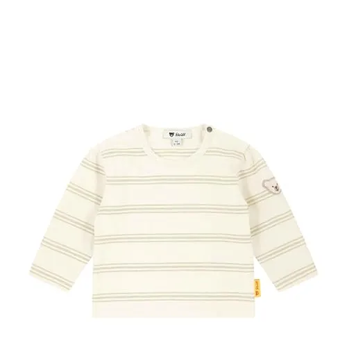 Steiff Baby-Mädchen T-Shirt Langarm, Eggnog, 68 cm - T-Shirts für Mädchen, zeitloser Klassiker mit flauschigem Steiff Teddybärmotiv – ideal für Abenteuer und pflegeleicht in der Maschine waschbar.