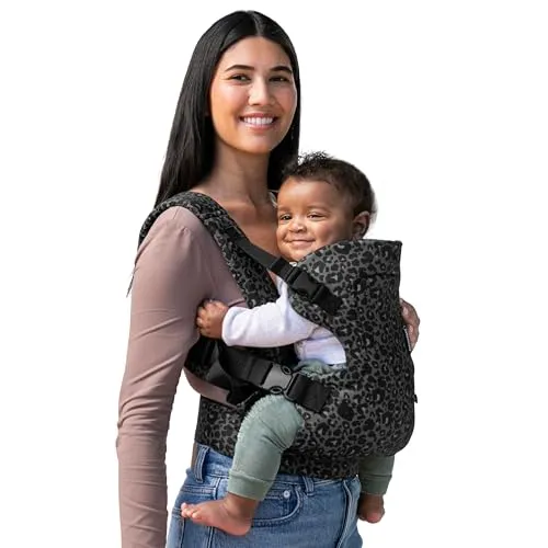 Infantino Flip Advanced 4-in-1 Babytrage – Ergonomisch, Umwandelbar, Schwarz & Grauer Leopard