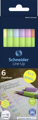 Schneider Schreibgeräte Tintenroller Fineliner Line-Up pastell 6er Etui, sortiert, 5+1 Aktion 191085 1St.