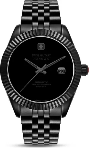 Swiss Military Hanowa SMWGL0005530 Herren Automatikuhr - Dark Night All Black - Armbanduhr für Herren mit hochmodernem Swiss Made Automatikwerk, elegantem All Black Design und kratzfestem Saphirglas - ideal für stilbewusste Männer.