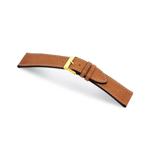 MANUFAKTURWERK Uhrenarmband HOHELUFT | Leder | für Damen und Herren | goldene Schließe, Größe:S (Small). 22/20 mm, Farbe:Cognac