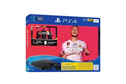 PlayStation 4 Slim - Konsole 1 TB schwarz mit FIFA 20 und 2 DualShock Controllern - PlayStation 4 Konsole mit 1TB Speicher, inkl. FIFA 20 und 2 DUALSHOCK 4 Controllern für unvergessliche Gaming-Erlebnisse.