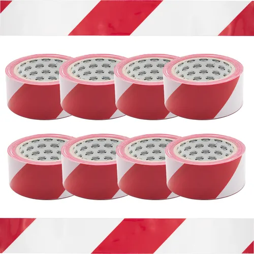 Absperrband Rot/Weiß - 8 Rollen Warnband - Praktisches Set mit 8 Rollen für klare Absperrungen. Ideal für Baustellen und Events, sorgt für Sicherheit und Sichtbarkeit.