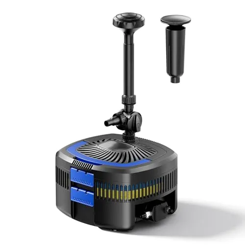 SunSun CUF-4800 Springbrunnenpumpe - Filterpumpen für Gartenteiche mit 4500 l/h Förderleistung, energiesparend und ausgestattet mit einem 11 W UVC-Teichklärer für kristallklares Wasser.