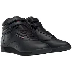 Reebok Classic Freestyle Hi Sneaker schwarz 38 EU - Sneaker in Größe 38, retro Stil mit Klettverschluss, aus hochwertigem Leder für optimalen Tragekomfort und Dämpfung durch EVA-Technologie.