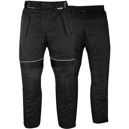 GermanWear® Motorradhose Cordura Textilhose, Schwarz, Größe:58 - Motorradhose mit herausnehmbaren Protektoren für Knie und Oberschenkel, wasserabweisend und atmungsaktiv, ideal für Sicherheit und Komfort beim Fahren.