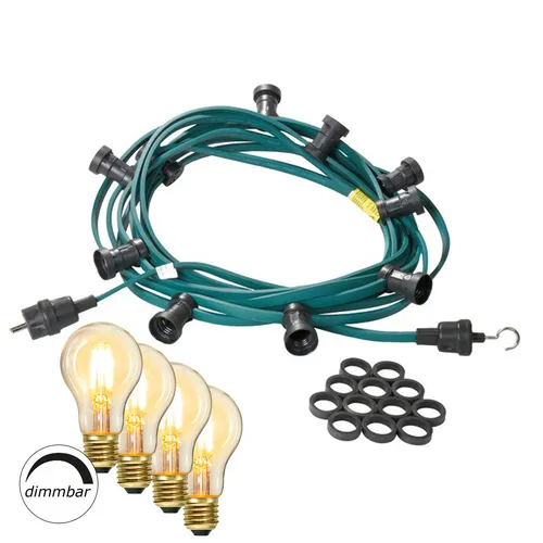 Illu- Partylichterkette 40m mit 40 dimmbaren LED Glühbirnen - Weihnachtsbeleuchtung für Innen & Außen, wetterfest und dimmbar, ideal für festliche Anlässe wie Hochzeiten oder Partys.