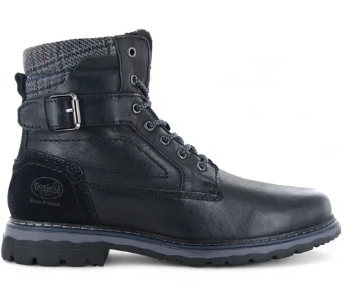 Dockers by Gerli Schnürstiefel Schwarz - Robuste Winterstiefel für Herren - Größe 41 - Wanderschuhe mit warmem Futter und praktischem Reißverschluss für einfaches An- und Ausziehen. Ideal für kalte Tage, kombinieren Stil und Komfort in einem trendigen Design.