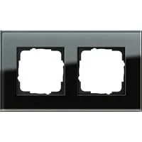 Gira 21205 Rahmen 2-fach Glas Schwarz - Eleganter Abdeckrahmen für Lichtschalter, aus hochwertigem Glas in Schwarz, ideal für modernes Wohndesign und einfache Montage in horizontaler oder vertikaler Ausrichtung.