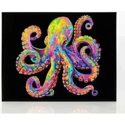 DIAMOND DOTZ - Diamond Painting Neon Oktopus - Basteln mit hochwertigen Strasssteinen in Neonfarben auf schwarzem Hintergrund für einen einzigartigen Glitzereffekt. Ideal für kreative Projekte und entspannende Freizeitgestaltung.