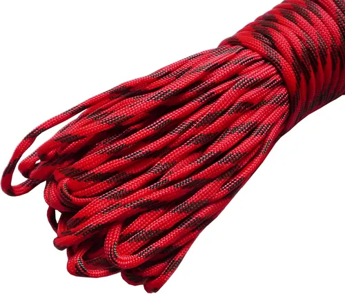 5m Farbe-039 rot-dunkelgrün Paracord 550 Fallschirmschnur Nylonleine