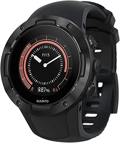 Suunto 5 Sports Watch - All Black, One Size - Vielseitige Sportuhr mit 80+ Sportmodi und adaptiven Trainingsplänen. Ideal für Sport und Alltag mit wasserdichtem Design und langer Akkulaufzeit von bis zu 40 Stunden.