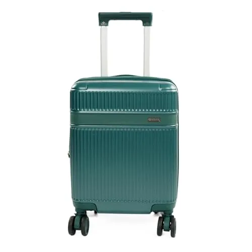 Solier Handgepäckkoffer Hartschale – Kabinenkoffer für Flugzeug mit 4 Rollen, Zahlenschloss und Teleskopgriff – Hardcase Trolley (flaschengrün, 16' XS)