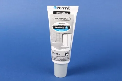 Fermit fermitopp Manhattan Sanitärsilikon 100 ml - Hochwertiges Sanitärsilikon in Grau, ideal für Abdichtungen im Bad und Küche, überzeugt durch einfache Verarbeitung und starke Haftung.