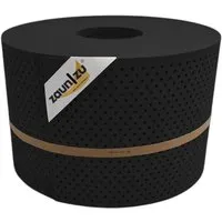 zaunzu Sichtschutz PP Premium gelocht - 50m Tiefschwarz - Zubehör für Zaunbau & Sichtschutz, eleganter Sichtschutzstreifen mit 15 % Lochmuster für optimale Belüftung und modernes Design, einfache Montage ohne Clips.