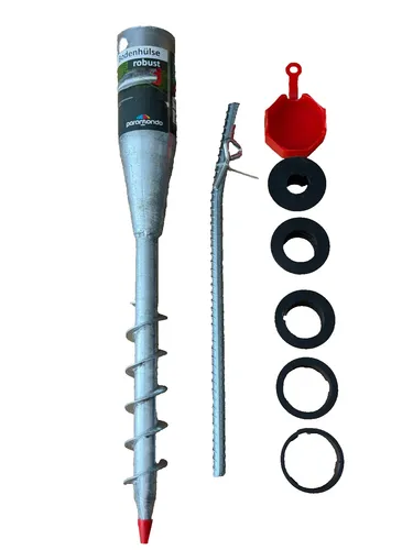Erdspieß mit Bodendübel Einschraubhülse 560mm Bodenhülse Sonnenschirm 24-65 mm