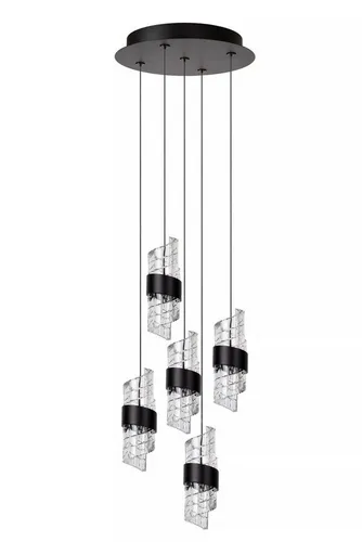 Licht-Erlebnisse Pendelleuchte OXAEL, LED fest integriert, Warmweiß, LED warmweißes Licht 2700 K 520 lm 30 cm breit H: max. 150 cm Schwarz