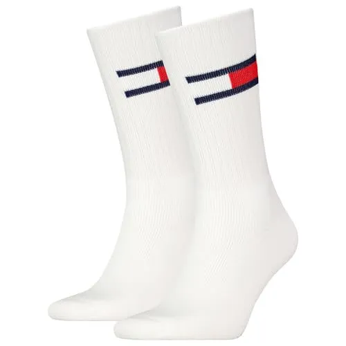 Tommy Hilfiger Unisex Crew Socken, Weiß, 43-46 EU in weiß von Tommy Hilfiger