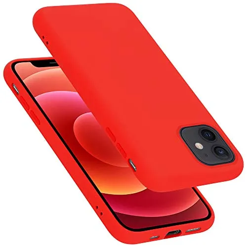 Cadorabo Hülle kompatibel mit Apple iPhone 12 MINI Hülle Silikon Handyhülle für iPhone 12 MINI Case aus flüssigem Silikon- Kratzfeste und stoßfeste dünne TPU Schutzhülle - Liquid ROT