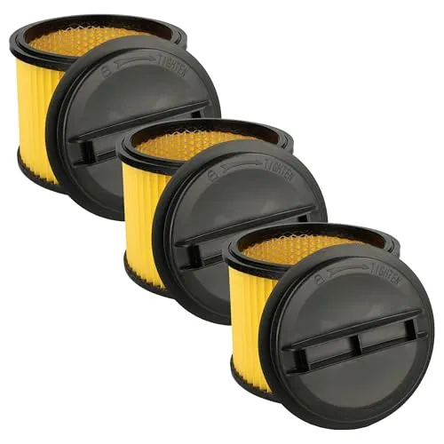vhbw 3x Faltenfilter kompatibel mit Einhell TE-VC 2230 SA, TE-VC 1820, TE-VC 1925 SA, TE-VC 2025 SACL Staubsauger - Patronenfilter Gelb Schwarz