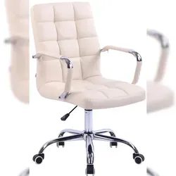 CLP Bürostuhl Deli Kunstleder creme - Bürostuhl Deli: Moderner Bürosessel mit ergonomischer Sitzhöhe, hochwertiger Kunstlederpolsterung und pflegeleichten Oberflächen für stundenlangen Komfort.