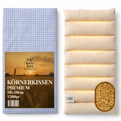 KORN & KERN Manufaktur® Körnerkissen XXL 50×20 cm – 1200g Premium Wärmekissen