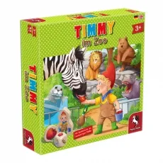 Pegasus Spiele 66026G - Timmy im Zoo - Gesellschaftsspiel für Kinder ab 3 Jahren, mit doppelseitigem Spielplan und griffigen Holzteilen für ein spannendes Zoo-Abenteuer!