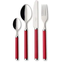 Villeroy und Boch Play Red Roses Tafelbesteck - 24-teiliges Besteckset für 6 Personen, aus rostfreiem Edelstahl mit roten Kunststoffgriffen, ideal für festliche Anlässe und alltägliche Mahlzeiten.