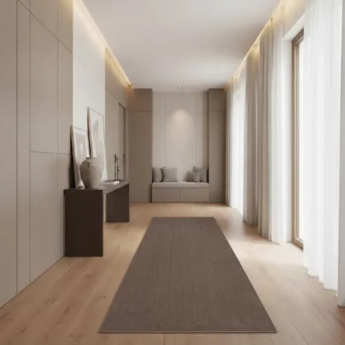 Jimri Moderner Teppich Wohnzimmer – Weich, Strapazierfähig & Pflegeleicht – Braun-Taupe, Rund & Rechteckig – Hochwertige Verarbeitung – Oeko-TEX Zertifiziert – Braun-Taupe, Läufer 80x250 cm.