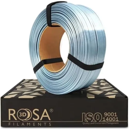 ROSA 3D PLA Silk Filament 1.75 mm für 3D Drucker | Druckmaterialien Leicht Glänzend Bioabbaubar PLA 3D Drucker Filament | 3D Printing Materials | Silber Refill 1 kg